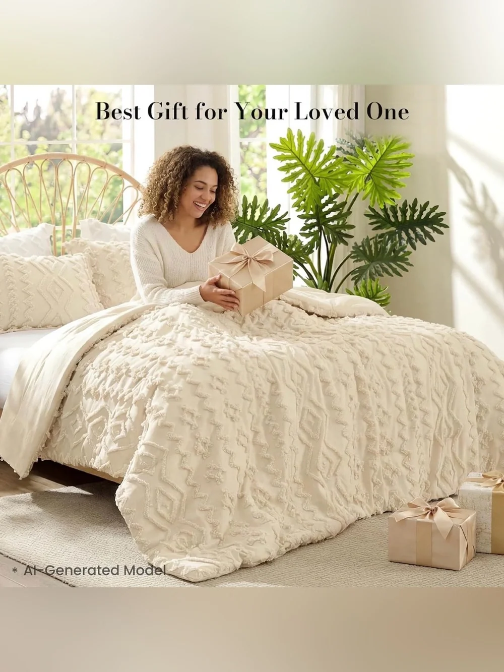Amélie Home Tufted Boho Comforter Set Queen Size,